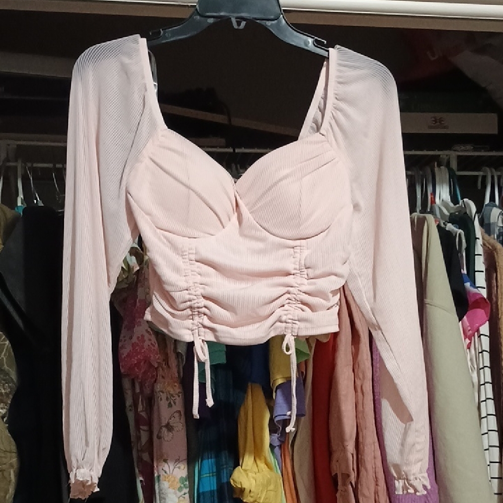 Hot Topic Light Pink Ruched Blouse